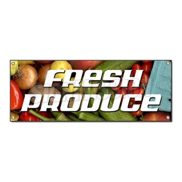 Signmission FRESH PRODUCE BANNER SIGN stand farmers market vegetables fruit veg veggie B-Fresh Produce - main